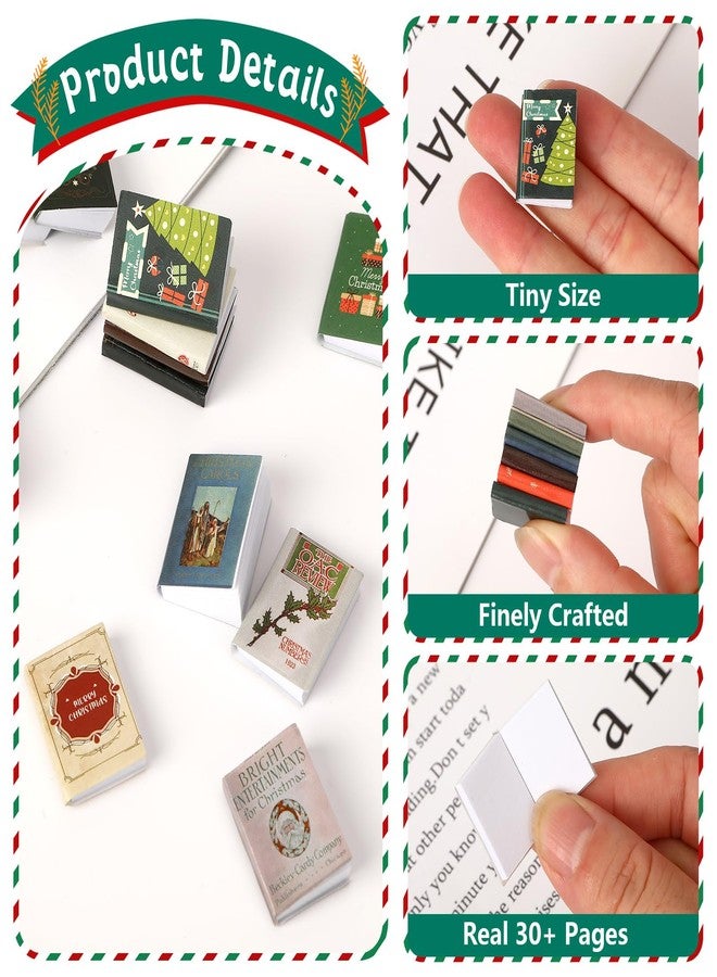 JULEASEL Christmas Mini Books, 24pcs 1:12 Miniature Books, Tiny Books for Dollhouse Accessories, Xmas Mini Stuff for Miniature Lovers (Christmas) - Image 3